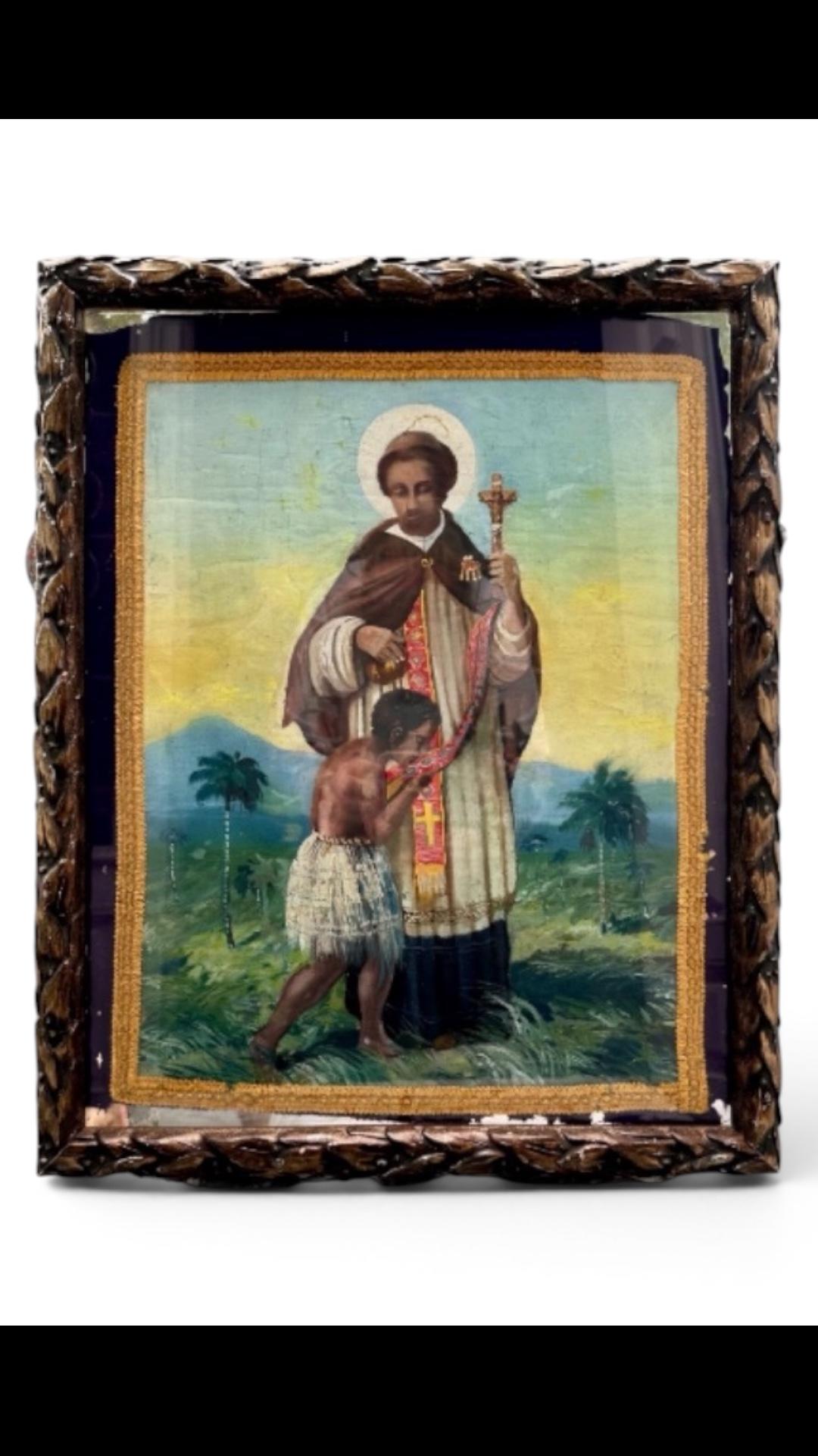 19th Century Ecclesiastical Hand Painted Double Sided Processional Banner For Sale