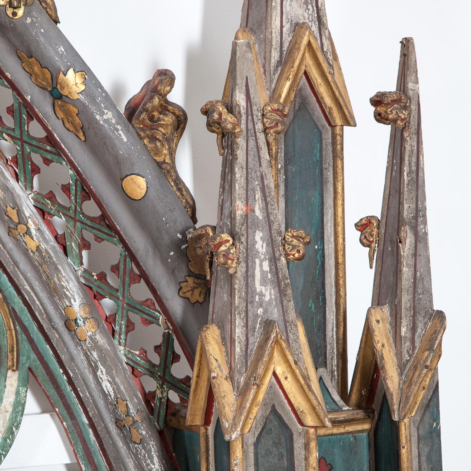 19th Century Ecclesiastical Painted Gothic Arched Frames 8