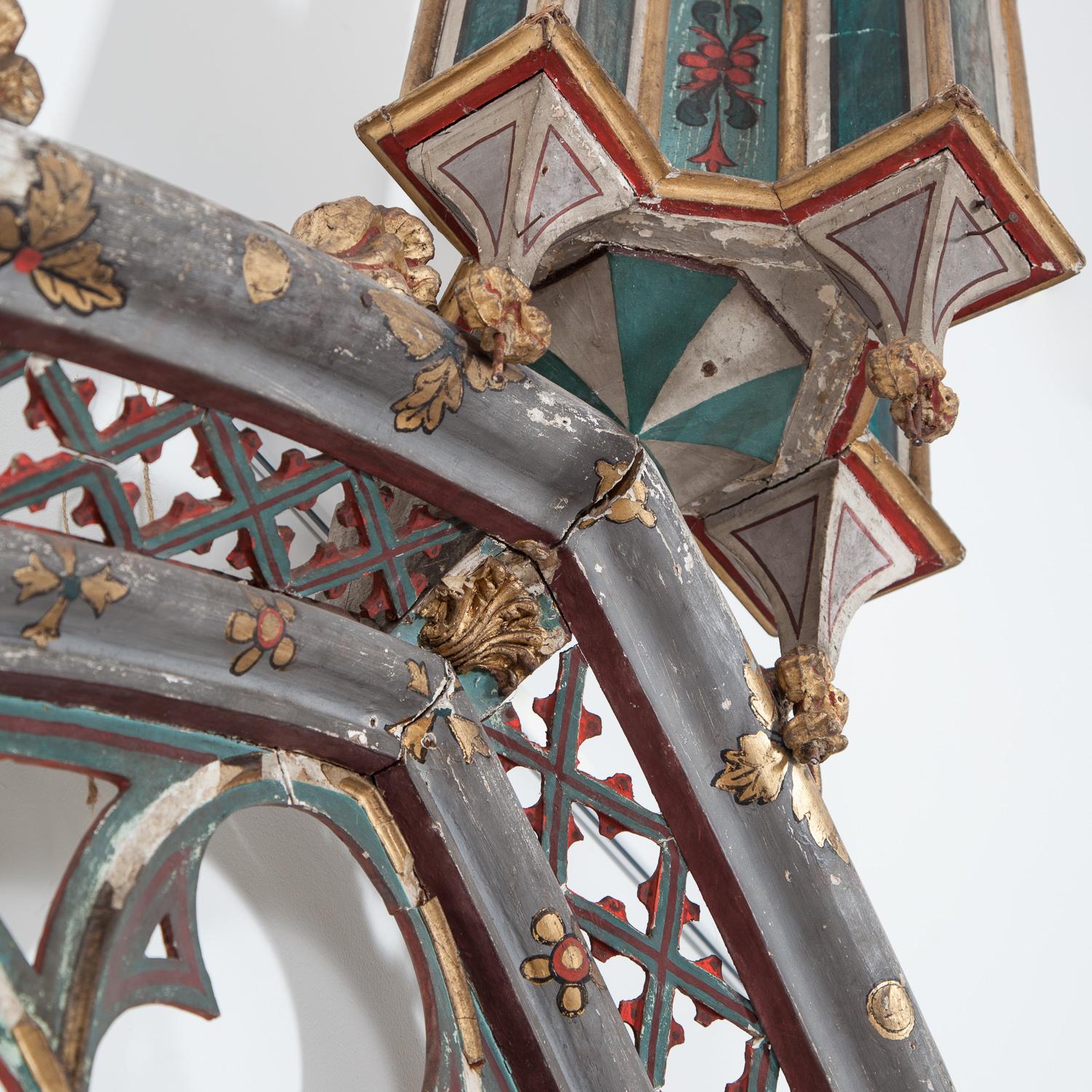 19th Century Ecclesiastical Painted Gothic Arched Frames 4