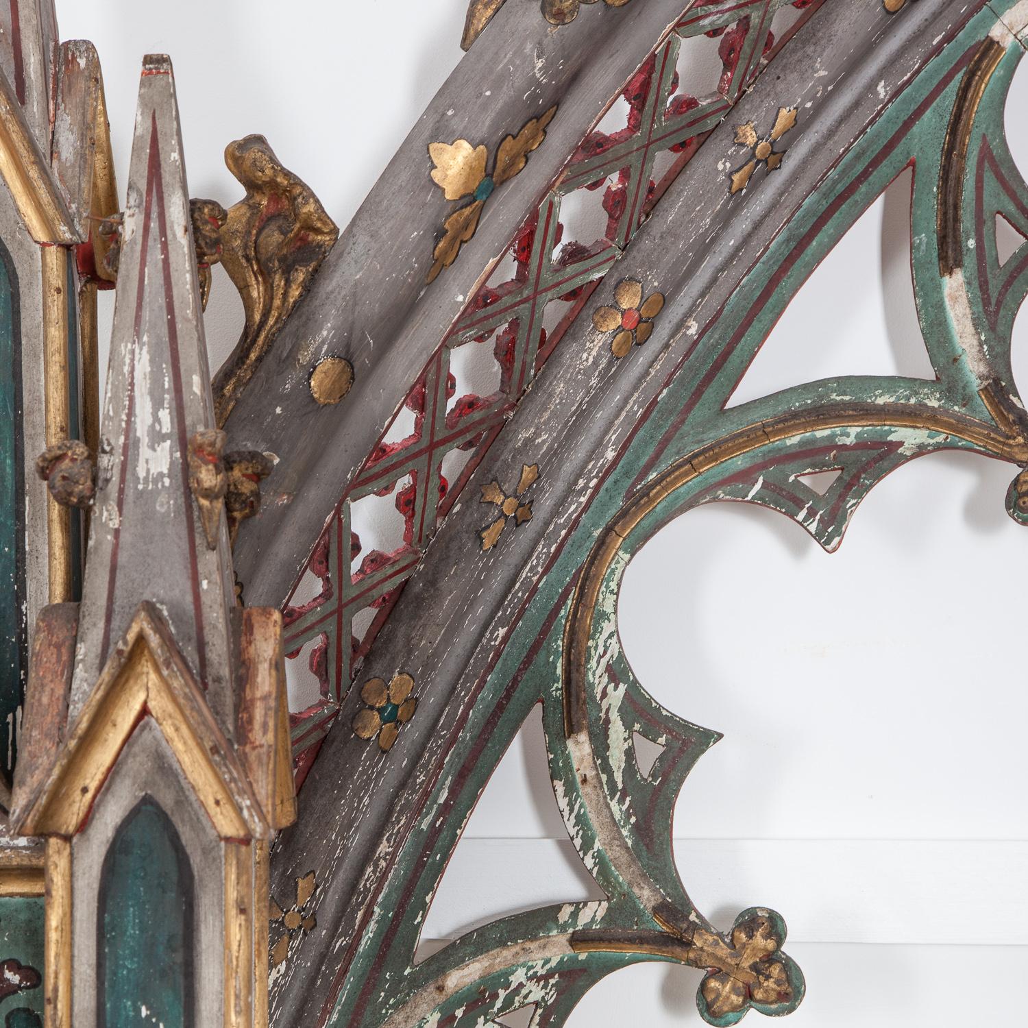 19th Century Ecclesiastical Painted Gothic Arched Frames 6