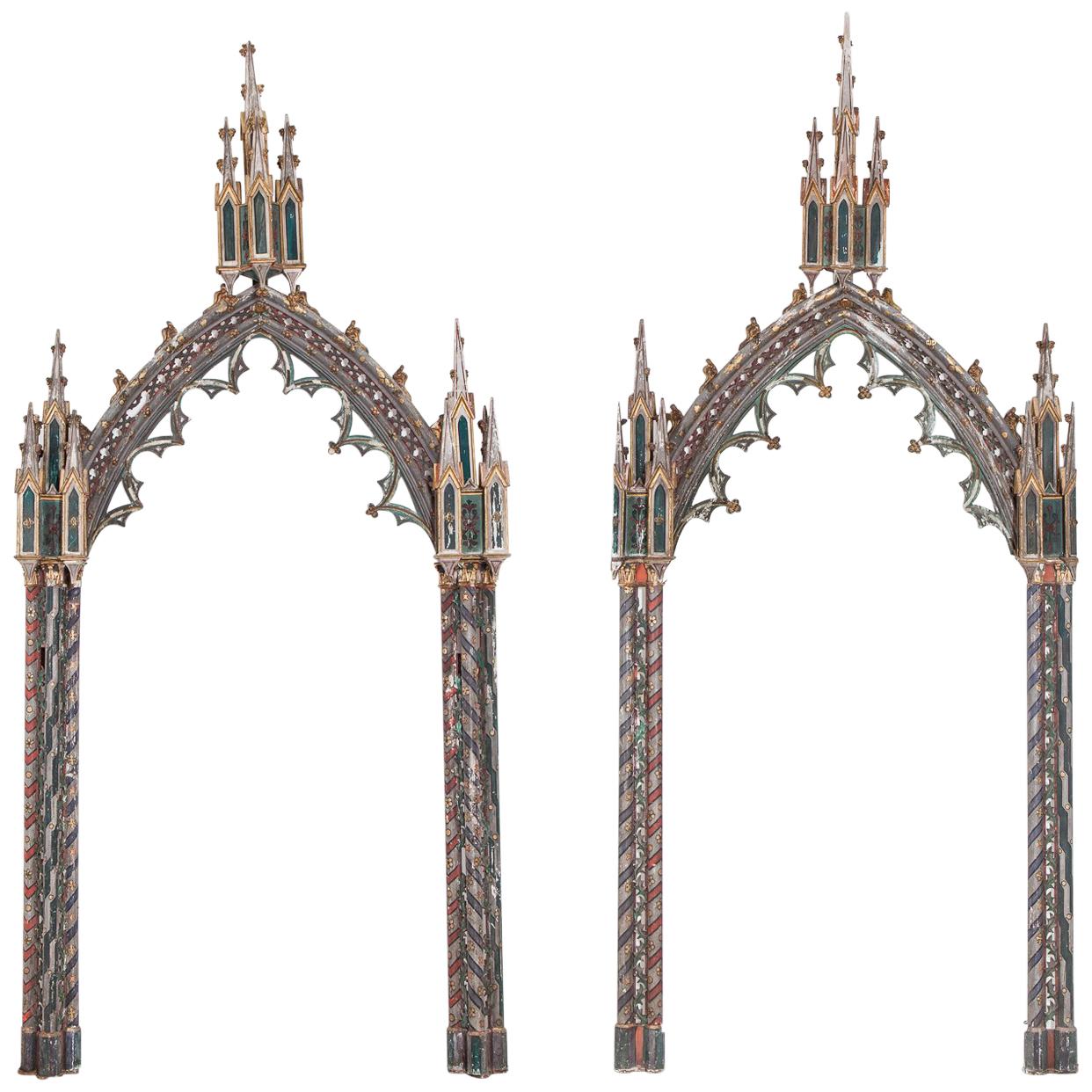 19th Century Ecclesiastical Painted Gothic Arched Frames