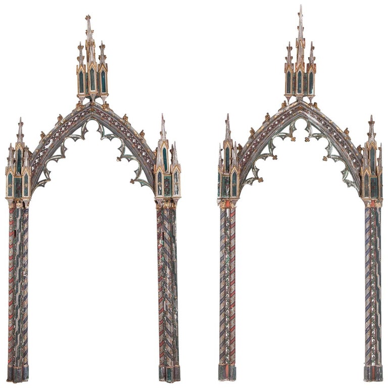 19th Century Ecclesiastical Painted Gothic Arched Frames at 1stDibs