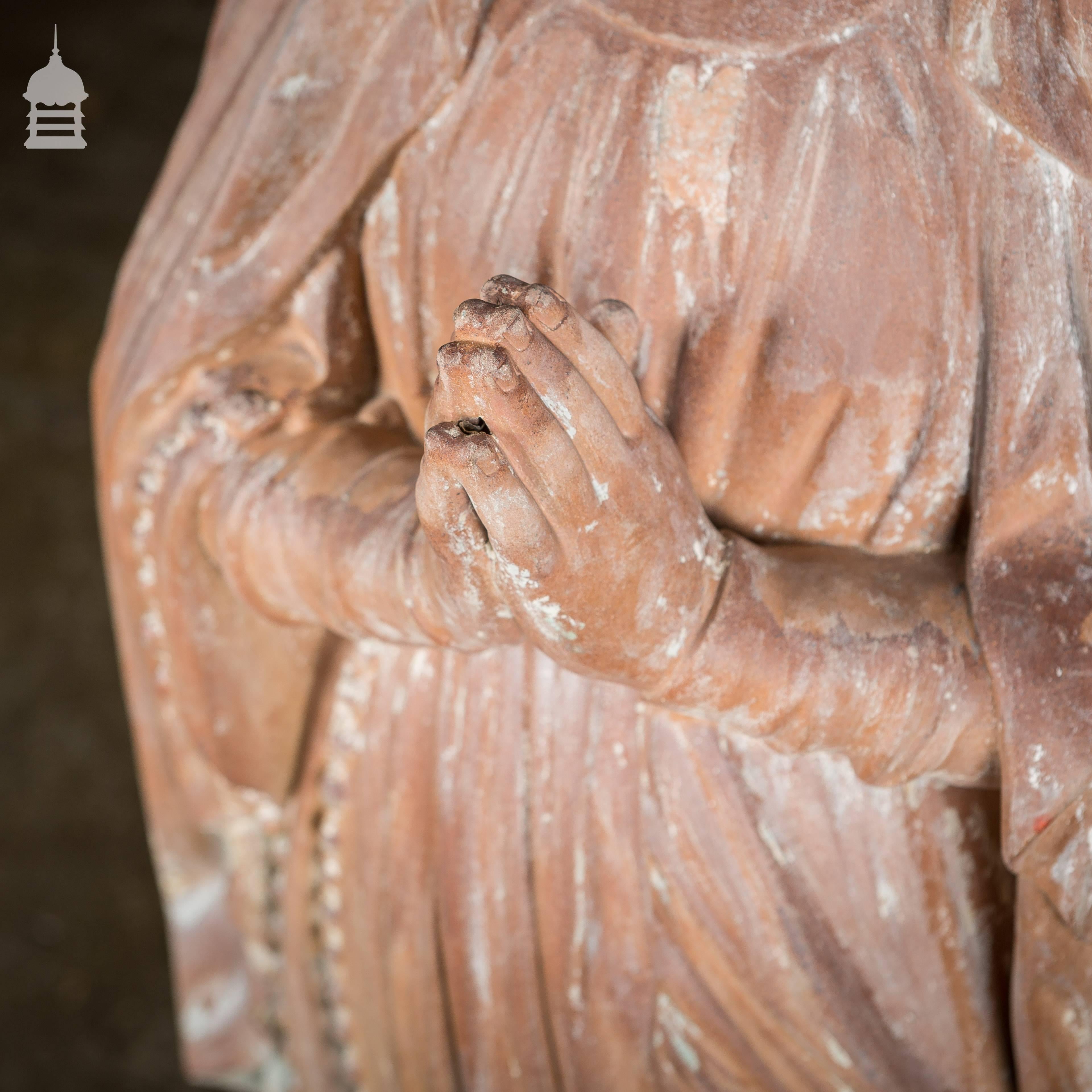 19th Century Ecclesiastical Terracotta Statue of Mary For Sale 1