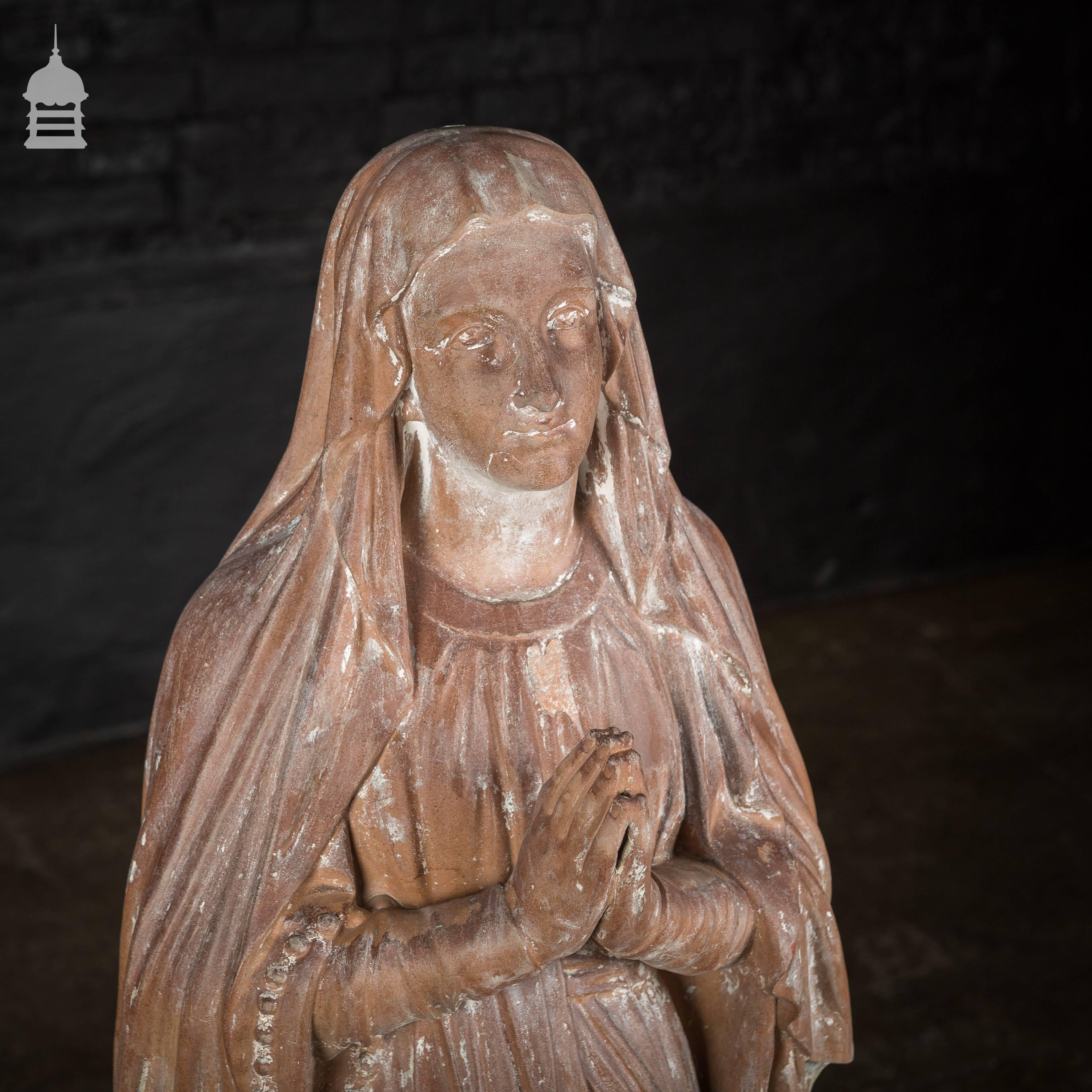 19th Century Ecclesiastical Terracotta Statue of Mary For Sale 2