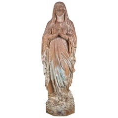 19th Century Ecclesiastical Terracotta Statue of Mary