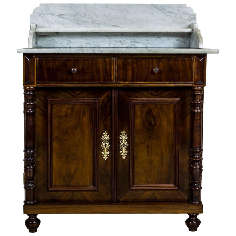 19th Century Eclectic Basin Cabinet Veneered with Walnut
