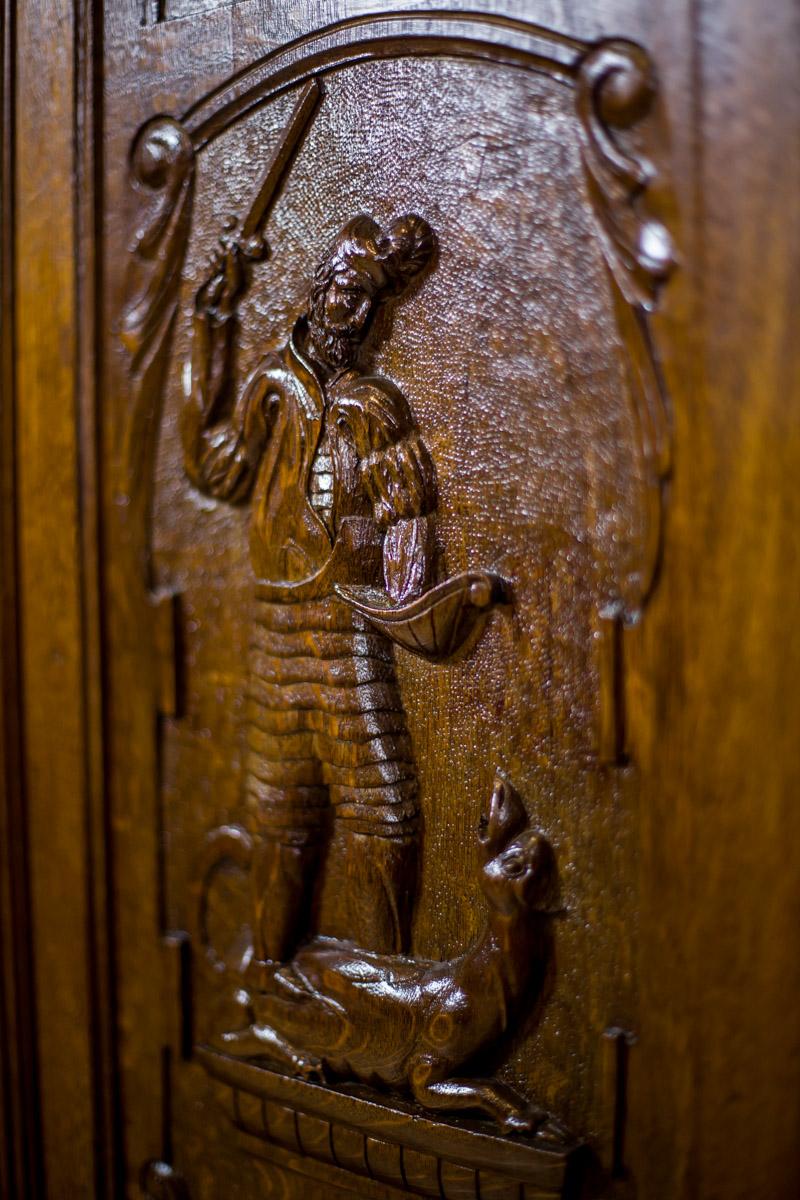 Oak 19th Century Eclectic Cabinet with Iconography with Saint George