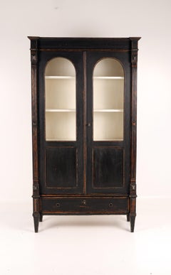 19th Century Eclectic Hand-Painted Display Cabinet in Solid Pine