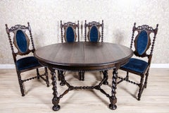 19th Century Eclectic Oak Carved Table with Chairs