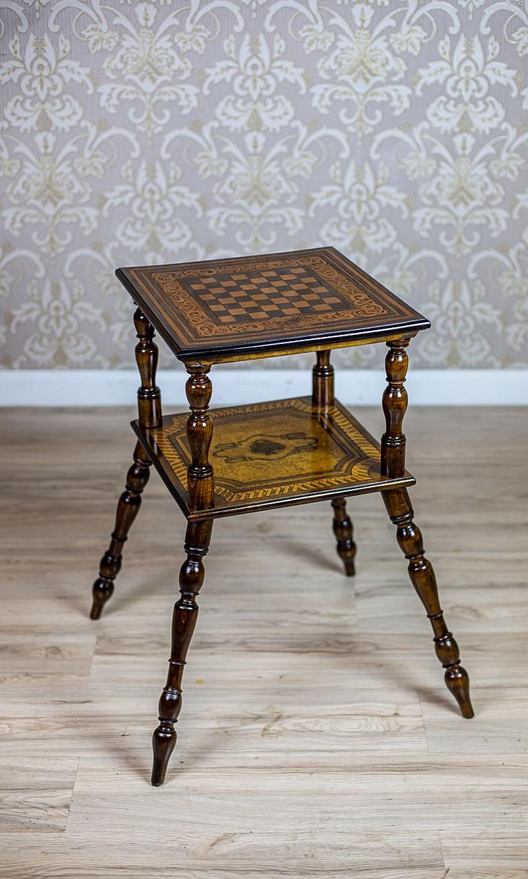 19th Century Eclectic Oak Chess Table In Good Condition In Opole, PL