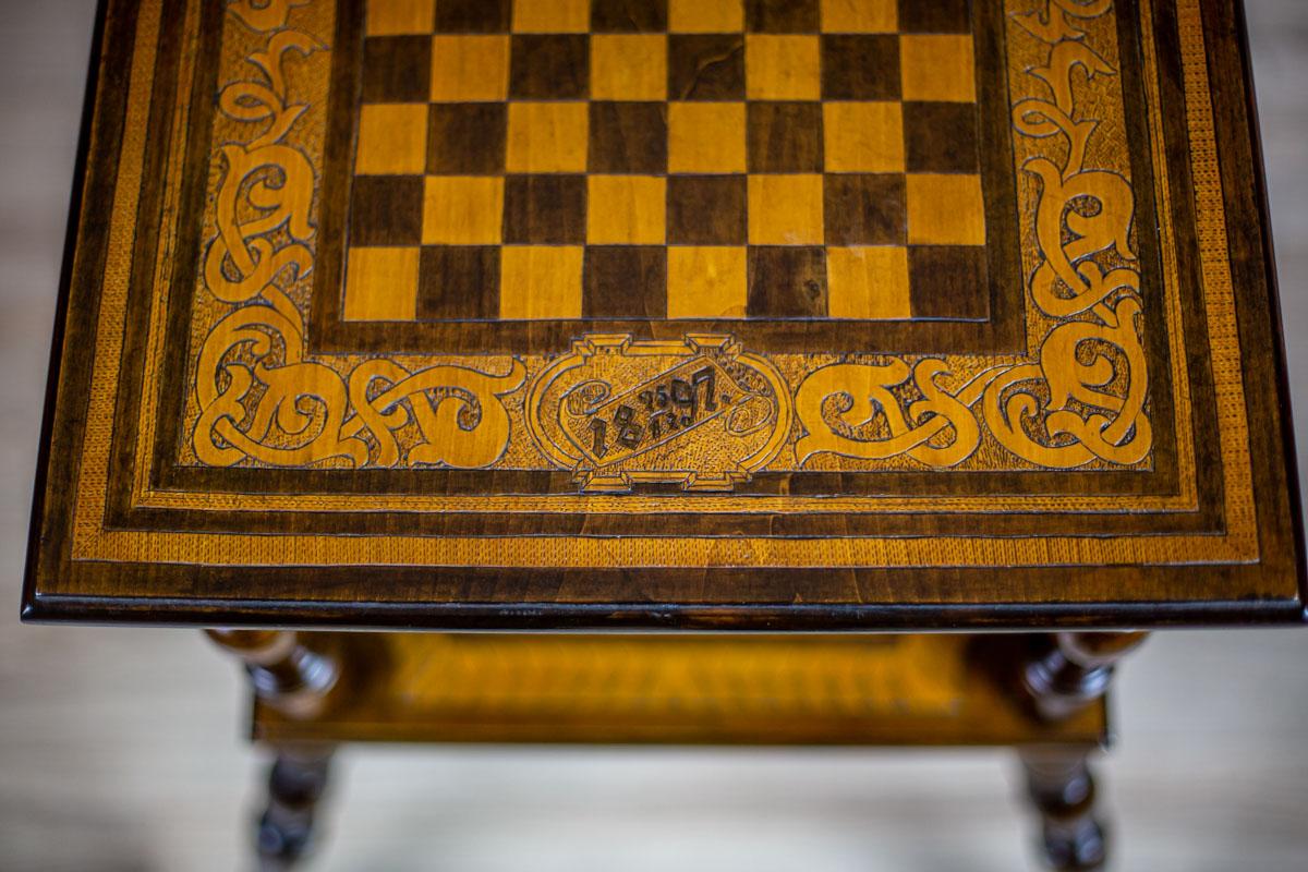 19th Century Eclectic Oak Chess Table 3