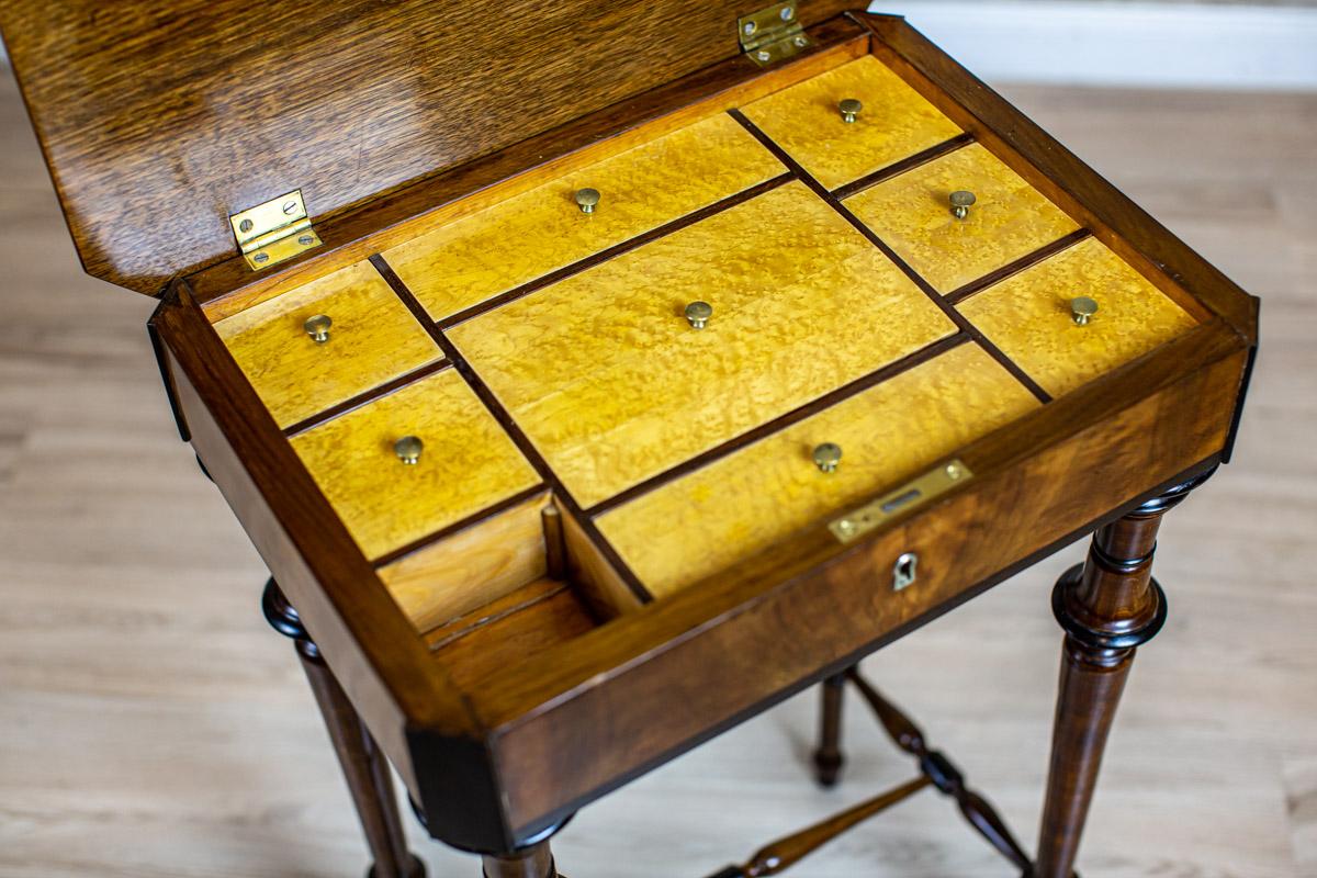 Wood 19th Century Eclectic Sewing Table with Beautifully Grained Top For Sale