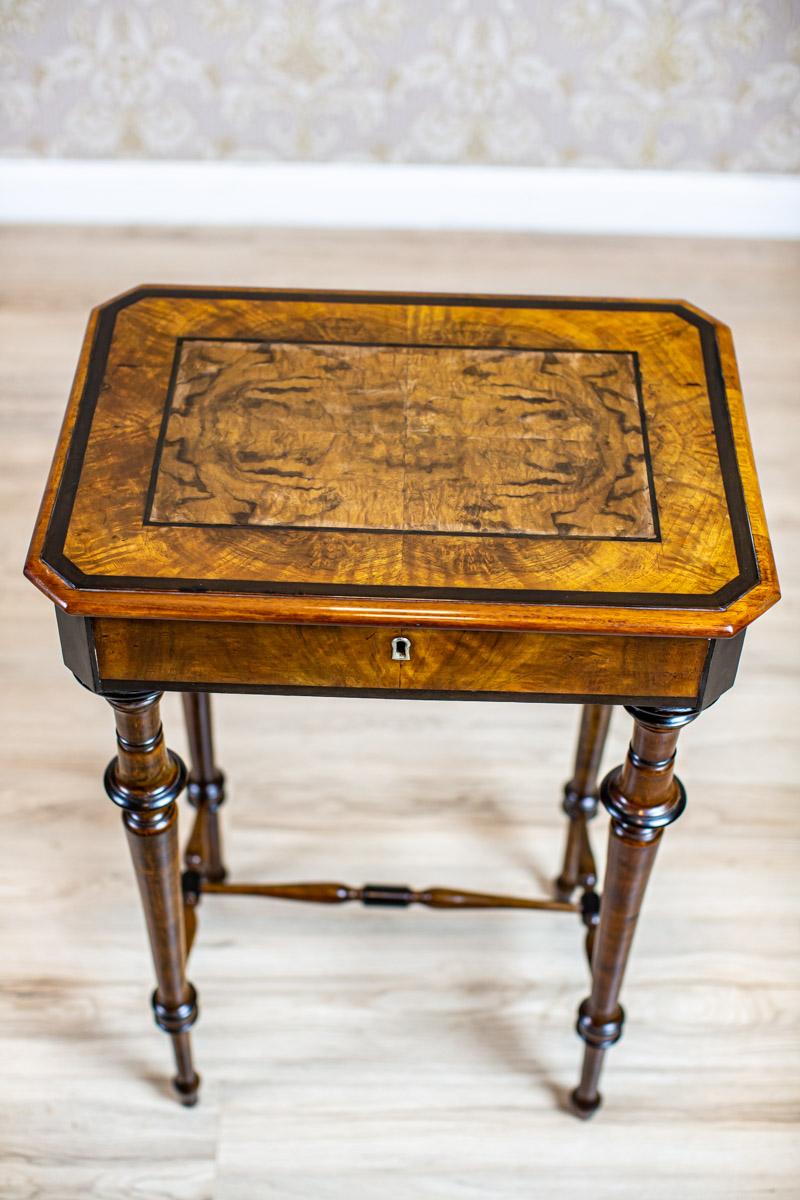 19th Century Eclectic Sewing Table with Beautifully Grained Top For Sale 4