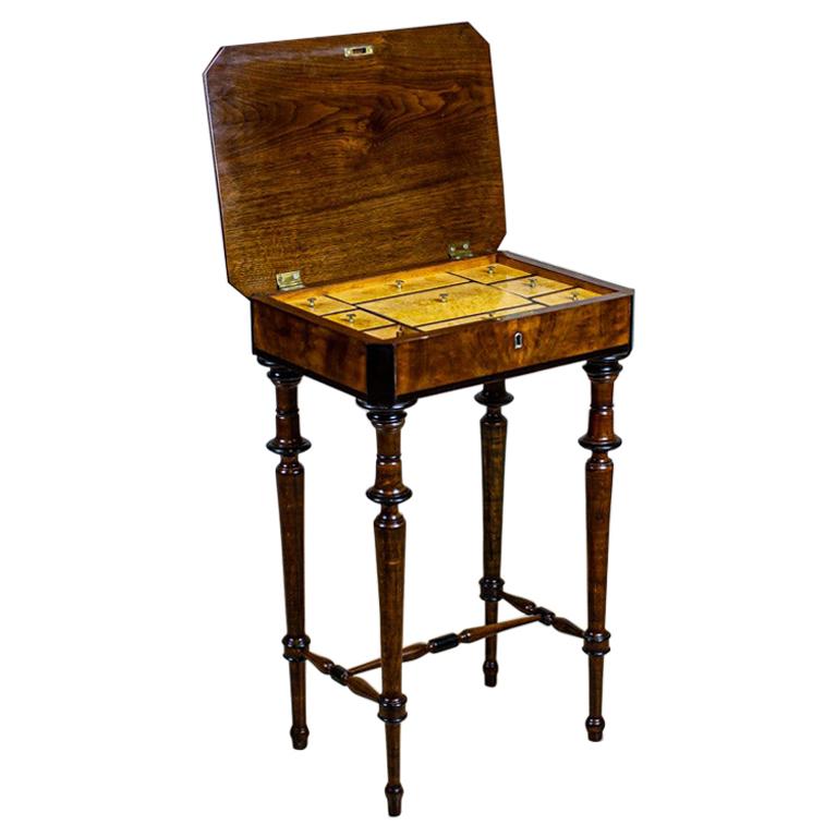 19th Century Eclectic Sewing Table with Beautifully Grained Top For Sale