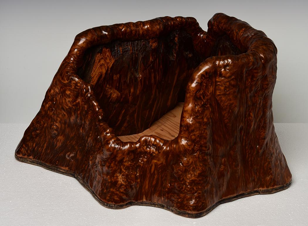 19e siècle, Edo, Vaisseau japonais ancien en bois de ronce 