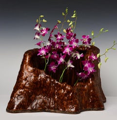 19th Century, Edo, Antique Japanese Burl Wood Pot 'Hibachi' Vessel