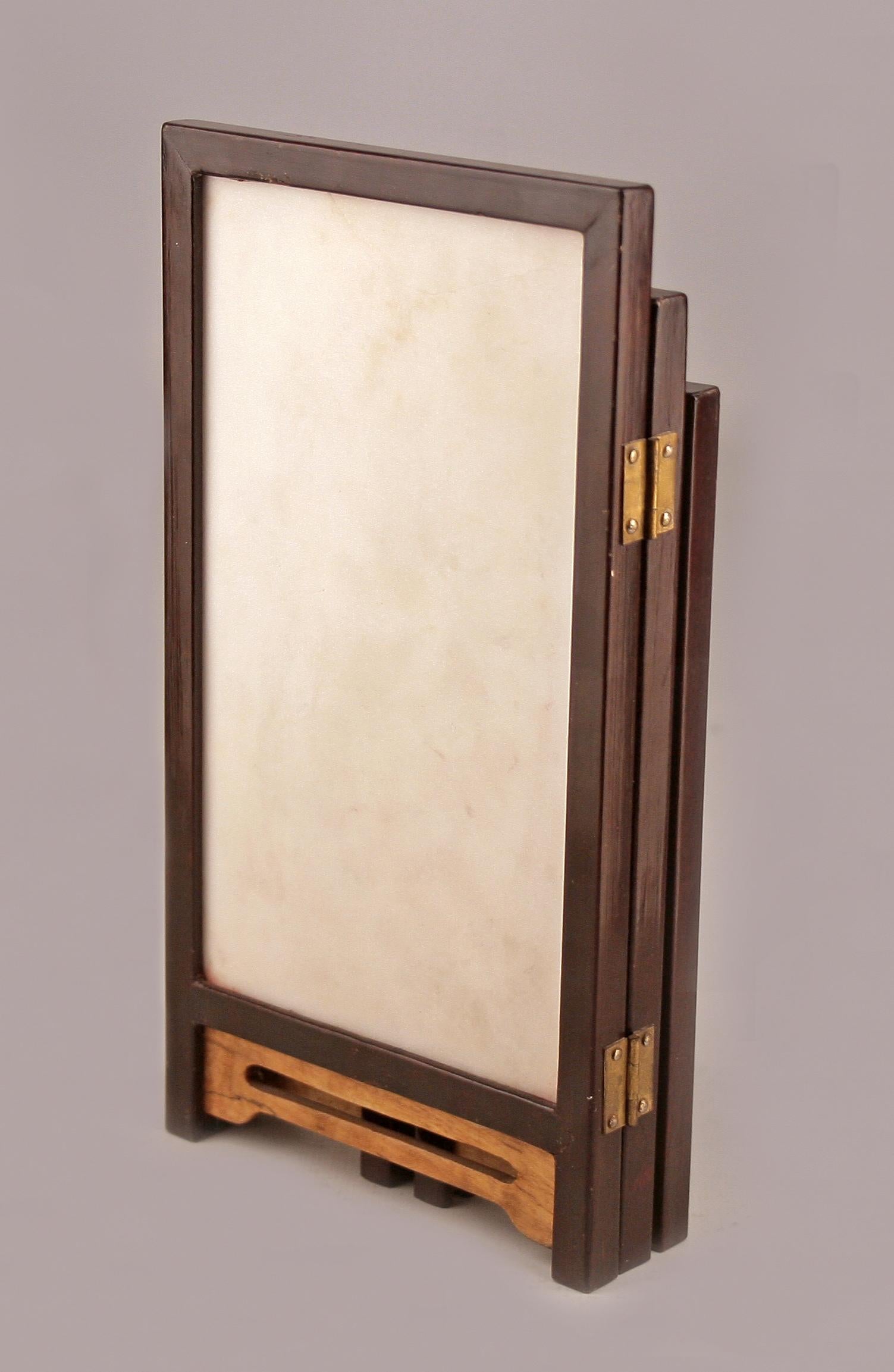 19th C. Edo-Meiji Period Japanese Painted Five-Panel Folding Miniature Screen For Sale 3