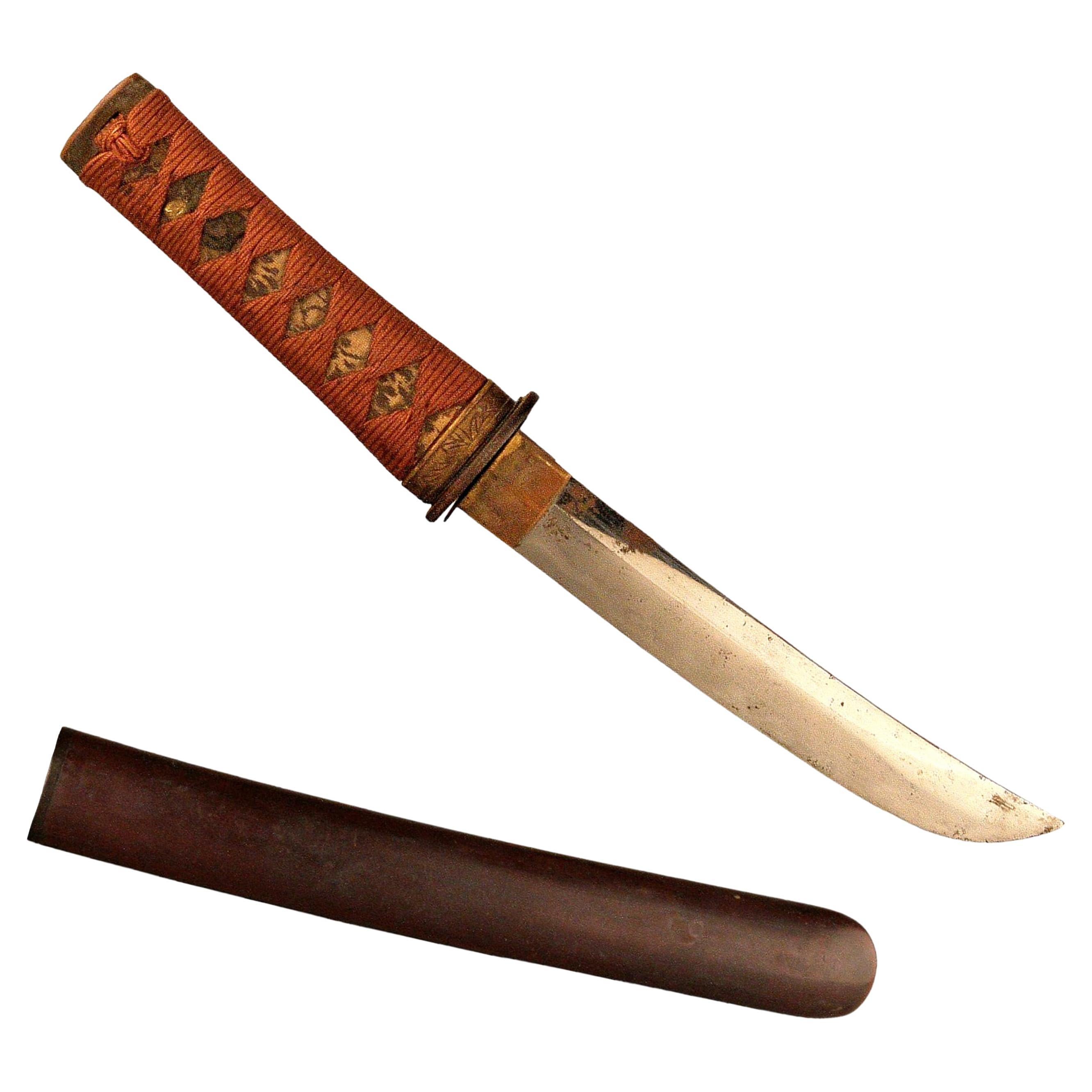 Couteau Tantō de Samouraï du 19e siècle de la période Edo-Meiji, épée courte et fourreau en vente
