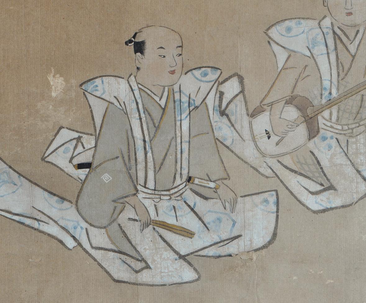 XIXe siècle Les joueurs et danseuse d'enfants de la période Edo du 19e siècle en vente