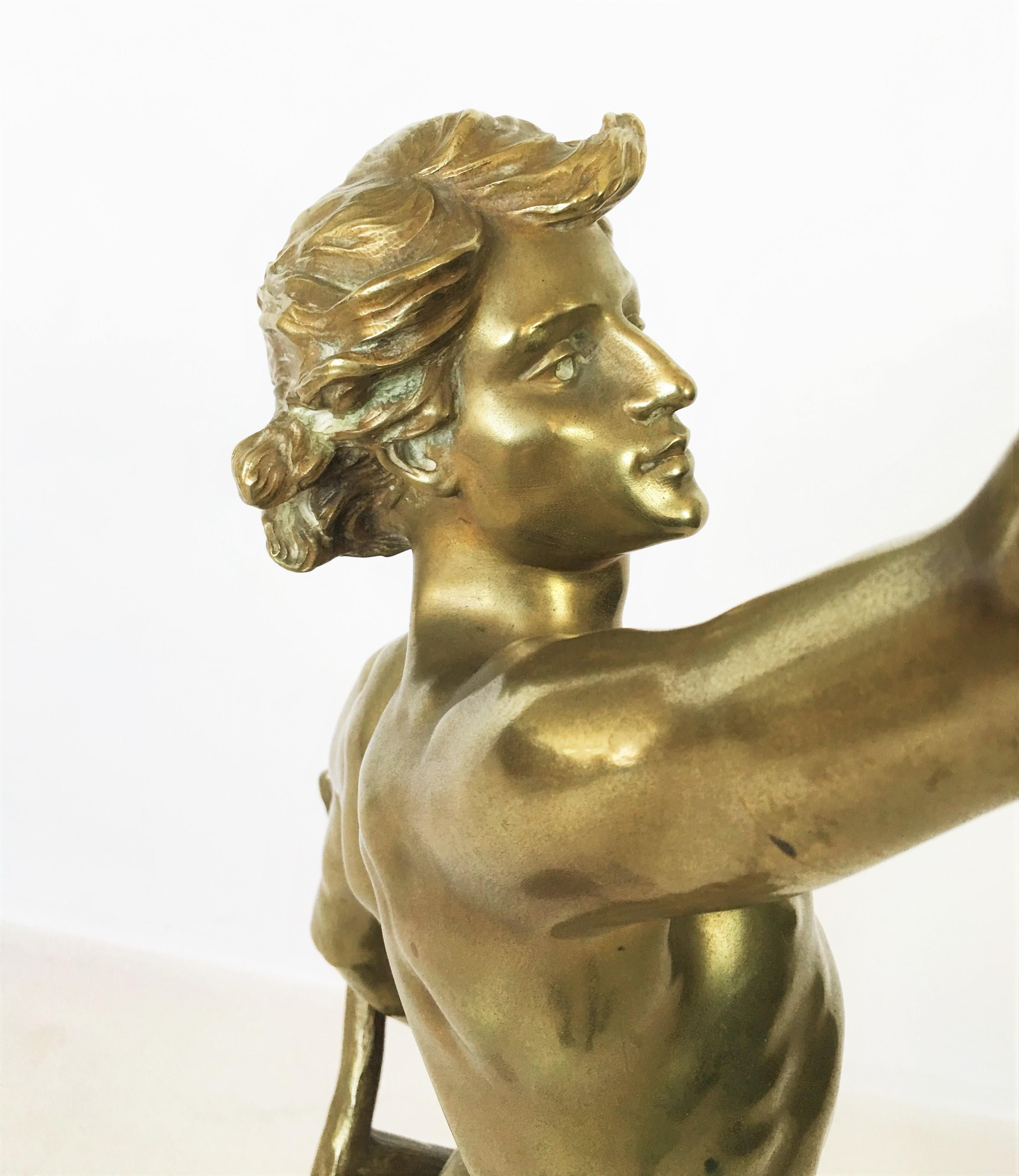 Patinierte und vergoldete Bronze „Paxarbeit“ von Edouard Drouot aus dem 19. Jahrhundert im Angebot 2