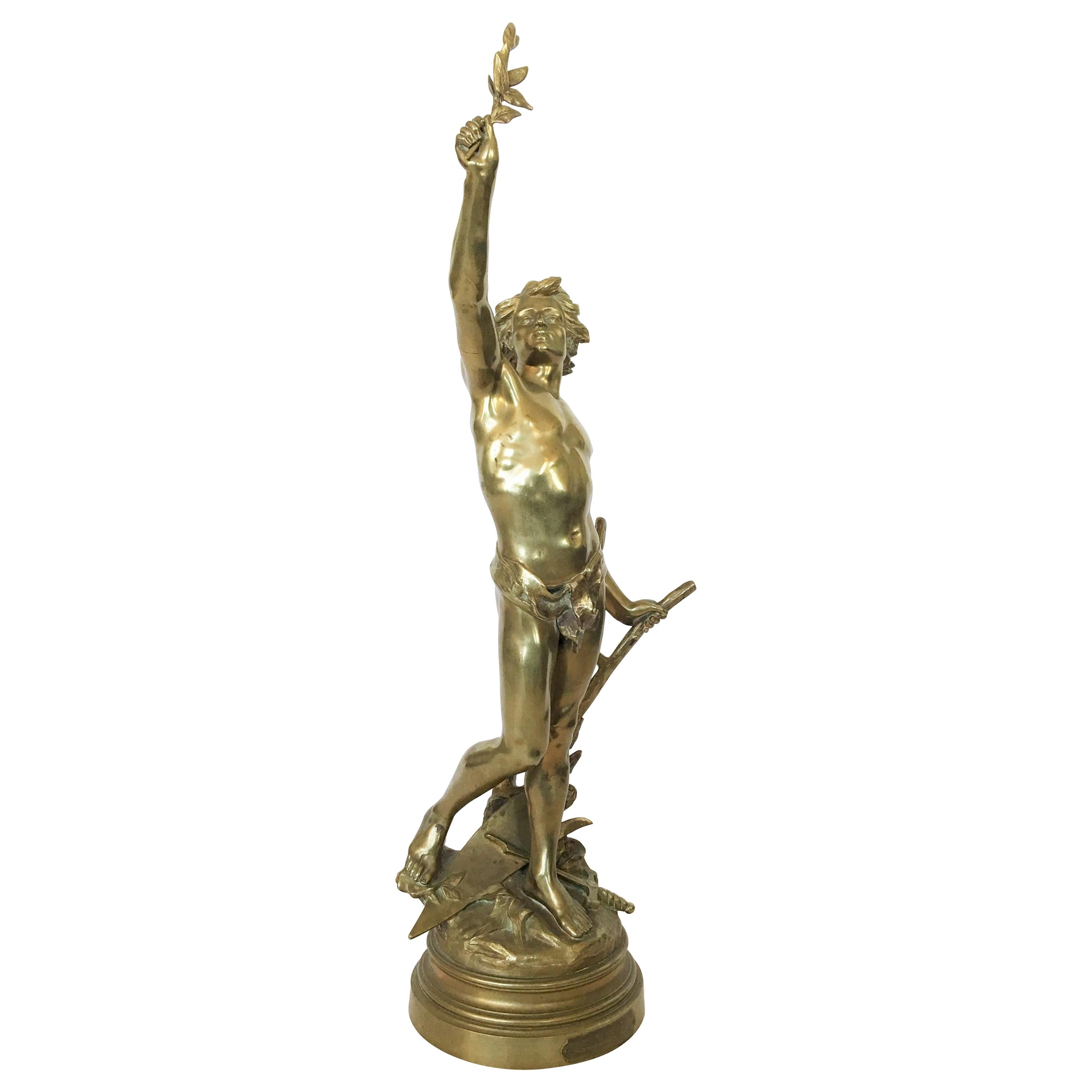 Siglo XIX Edouard Drouot Bronce patinado y dorado "Pax labor"