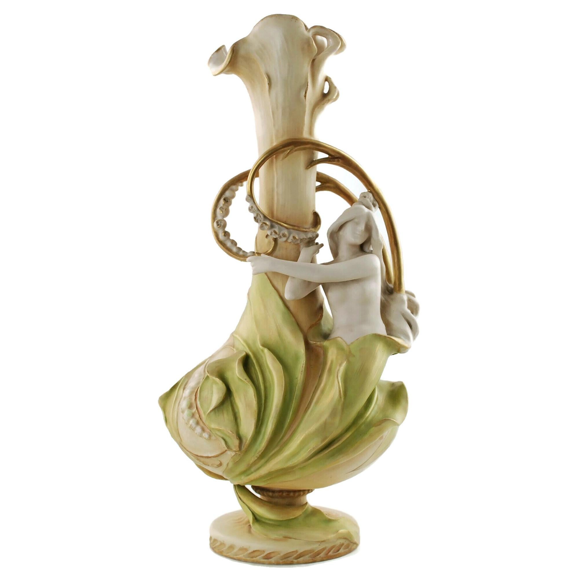 19th Century Eduard Stellmacher for Amphora "Lily of the Valley" Maiden Vase For Sale