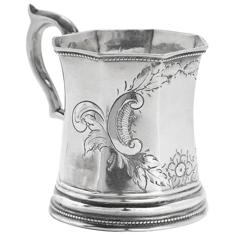 19th Century Edward Augustus Tyler Coin Silver Mug