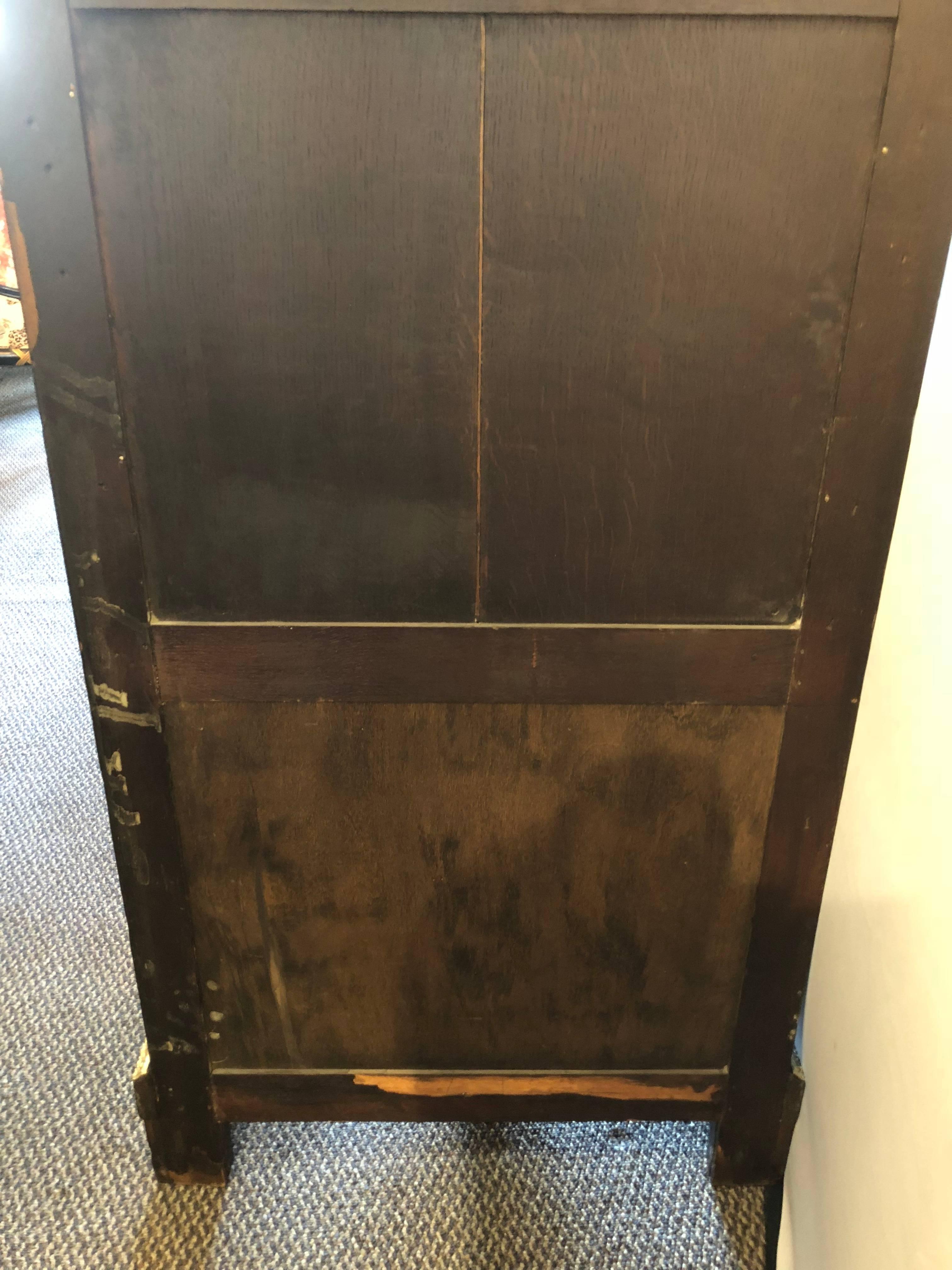 Edwardian, Tall Secretaire, Black Lacquer, Bronze, Abalone Inlay, Marble, 1880s For Sale 10