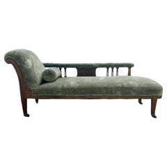 19. Jahrhundert Edwardian Fainting Grün Chaise Sofa Lounge auf Rollen