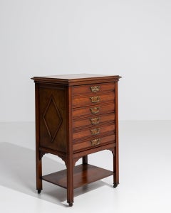 19th Century Edwardian Mahogany Chest with Brass Inlay, Five Drawers