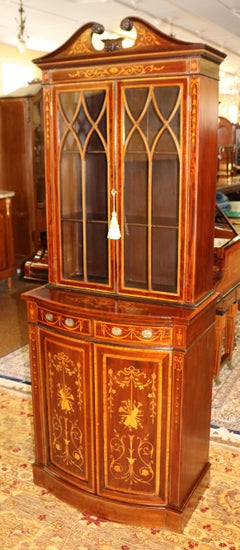 19th Century Edwardian Mahogany Inlaid Cabinet Made By S & H Jewell London