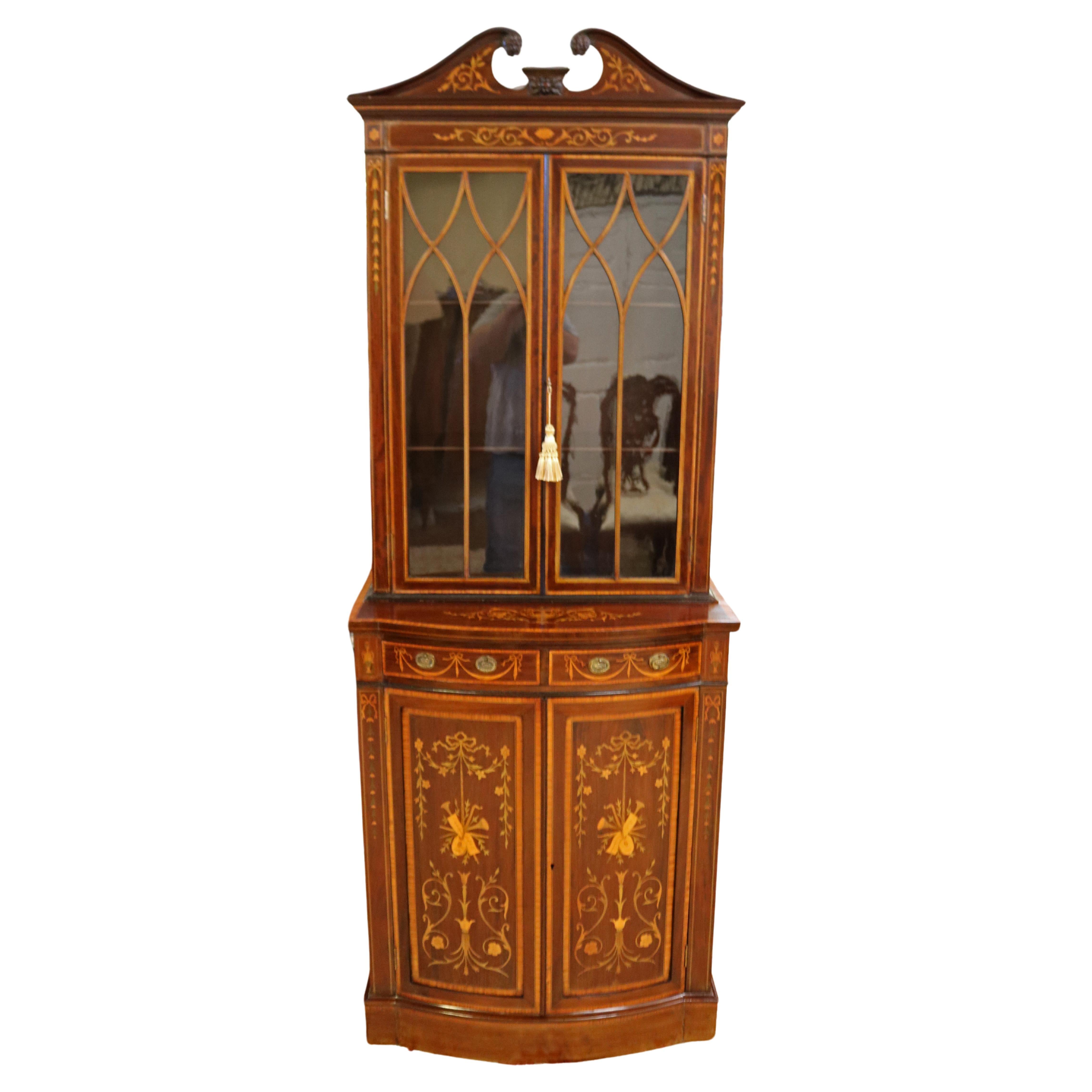 19th Century Edwardian Mahogany Inlaid Cabinet Made By S & H Jewell London