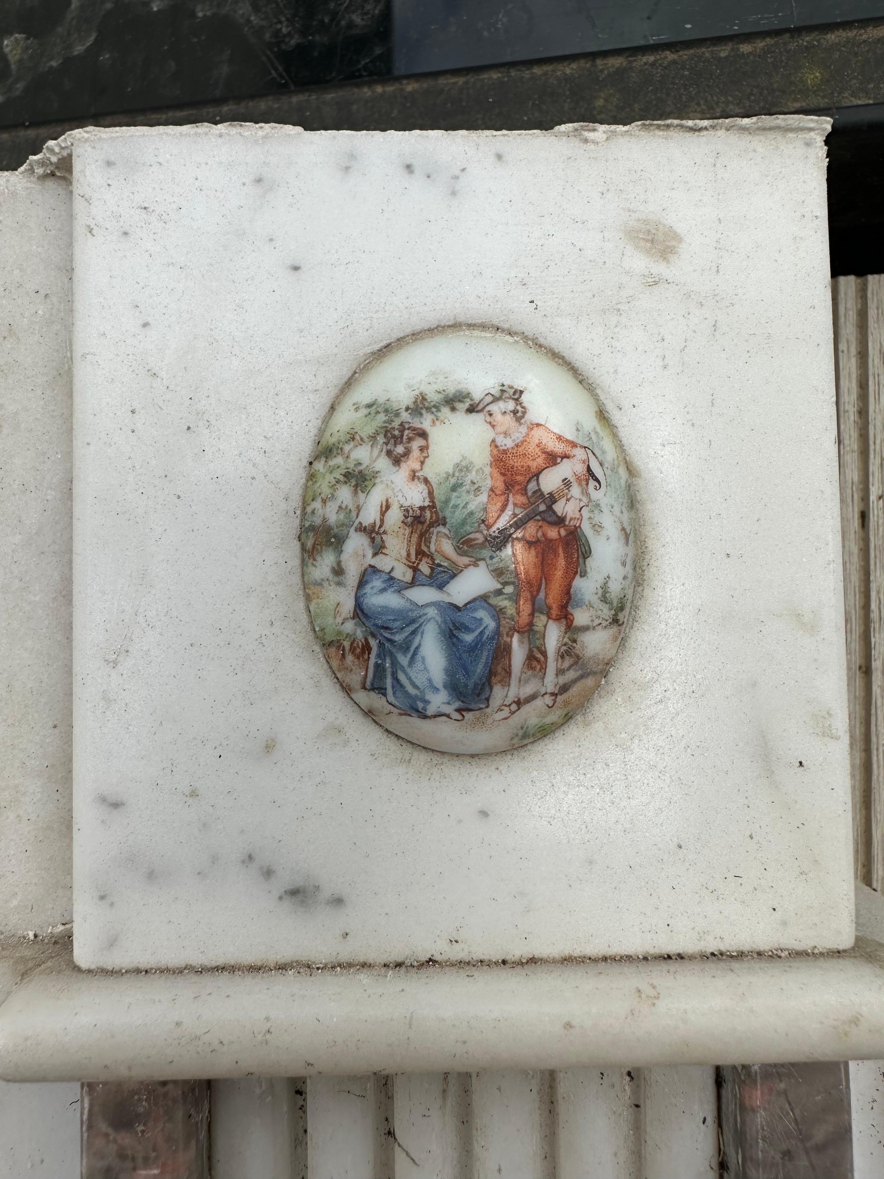 European 19th Century Edwardian Statutory Marble Mantel Piece For Sale
