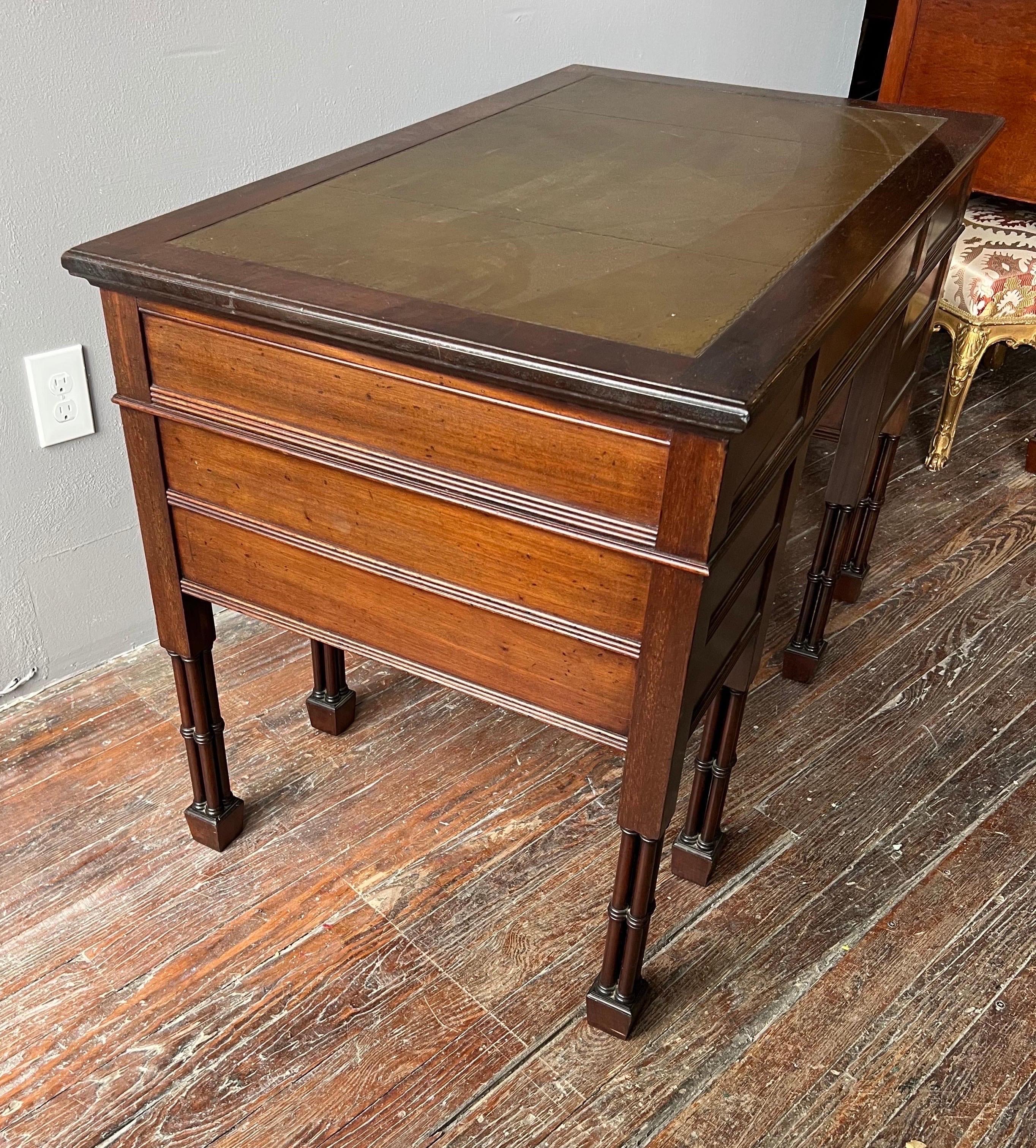 19th Century Edwards and Roberts Leather Top Desk with Faux Bamboo Legs For Sale 1