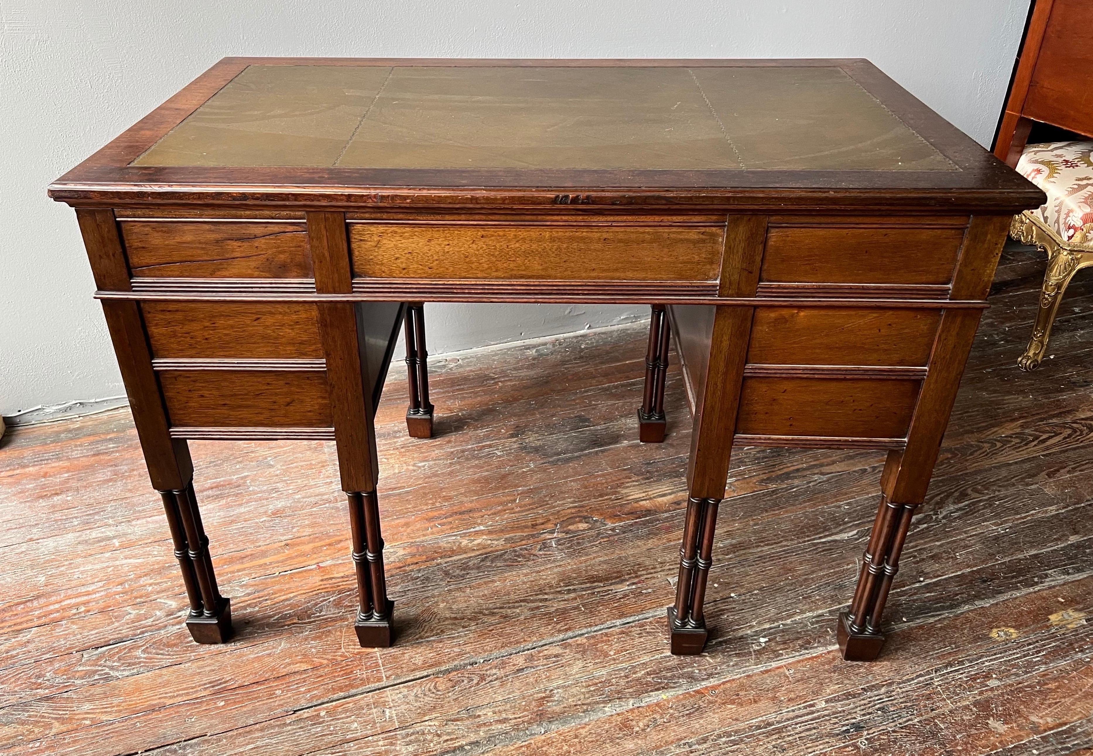 19th Century Edwards and Roberts Leather Top Desk with Faux Bamboo Legs For Sale 2