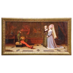 19th Century Edwin Hughes Signed Oil Painting “The Court Jester”, Dated 1875