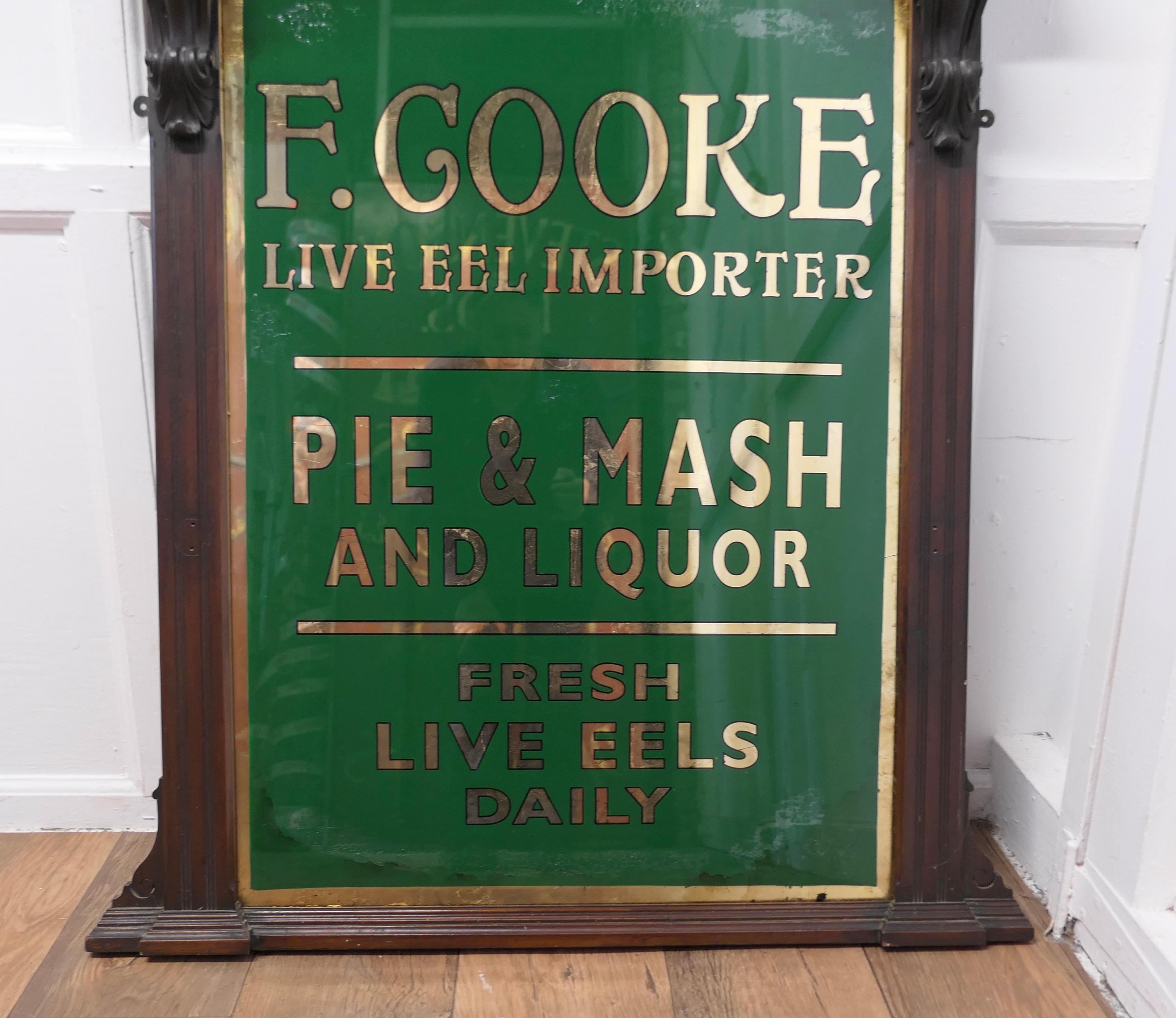 Late 19th Century  19th Century Eel and Pie Shop Advertising Wall Mirror Sign   