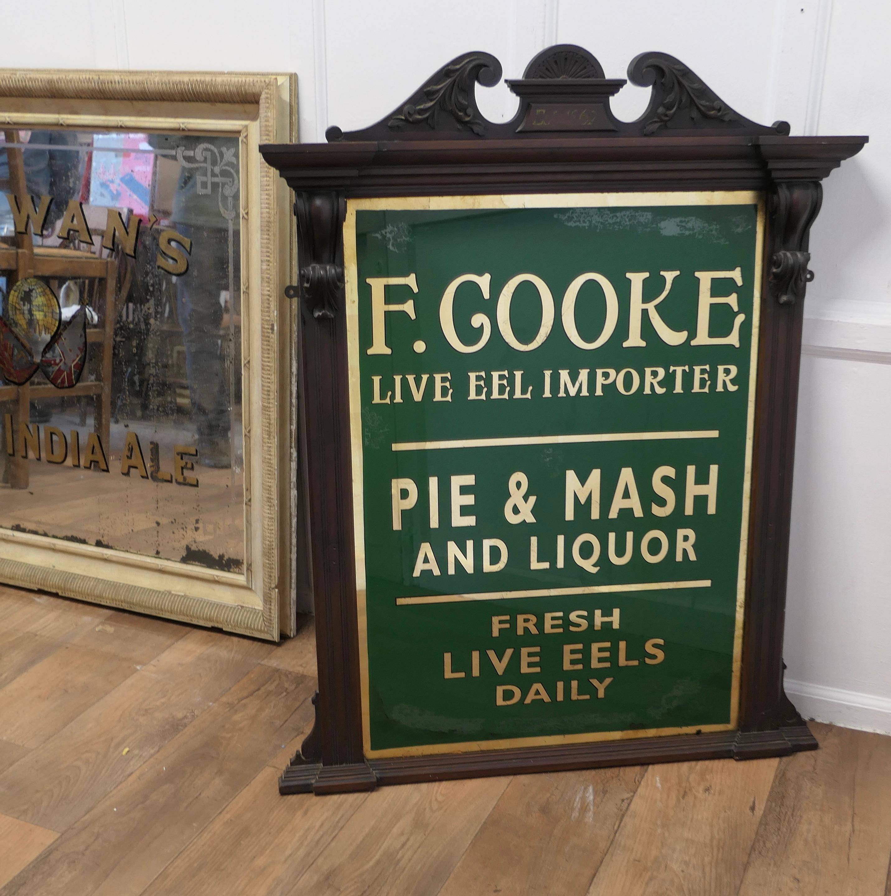  19th Century Eel and Pie Shop Advertising Wall Mirror Sign    2