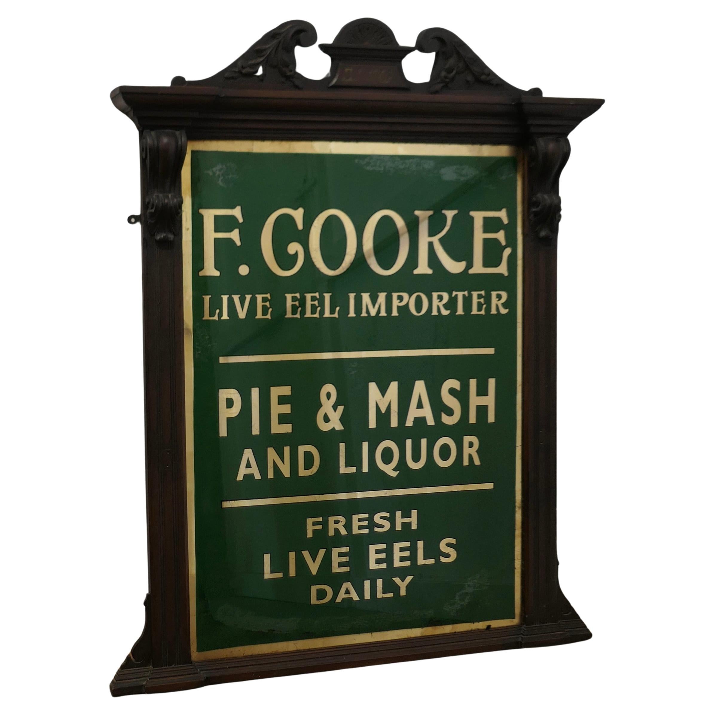  19th Century Eel and Pie Shop Advertising Wall Mirror Sign   
