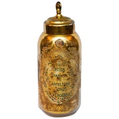 Very Large 19th Century Églomisé Gold Italian Apothecary Jar 24 Inches