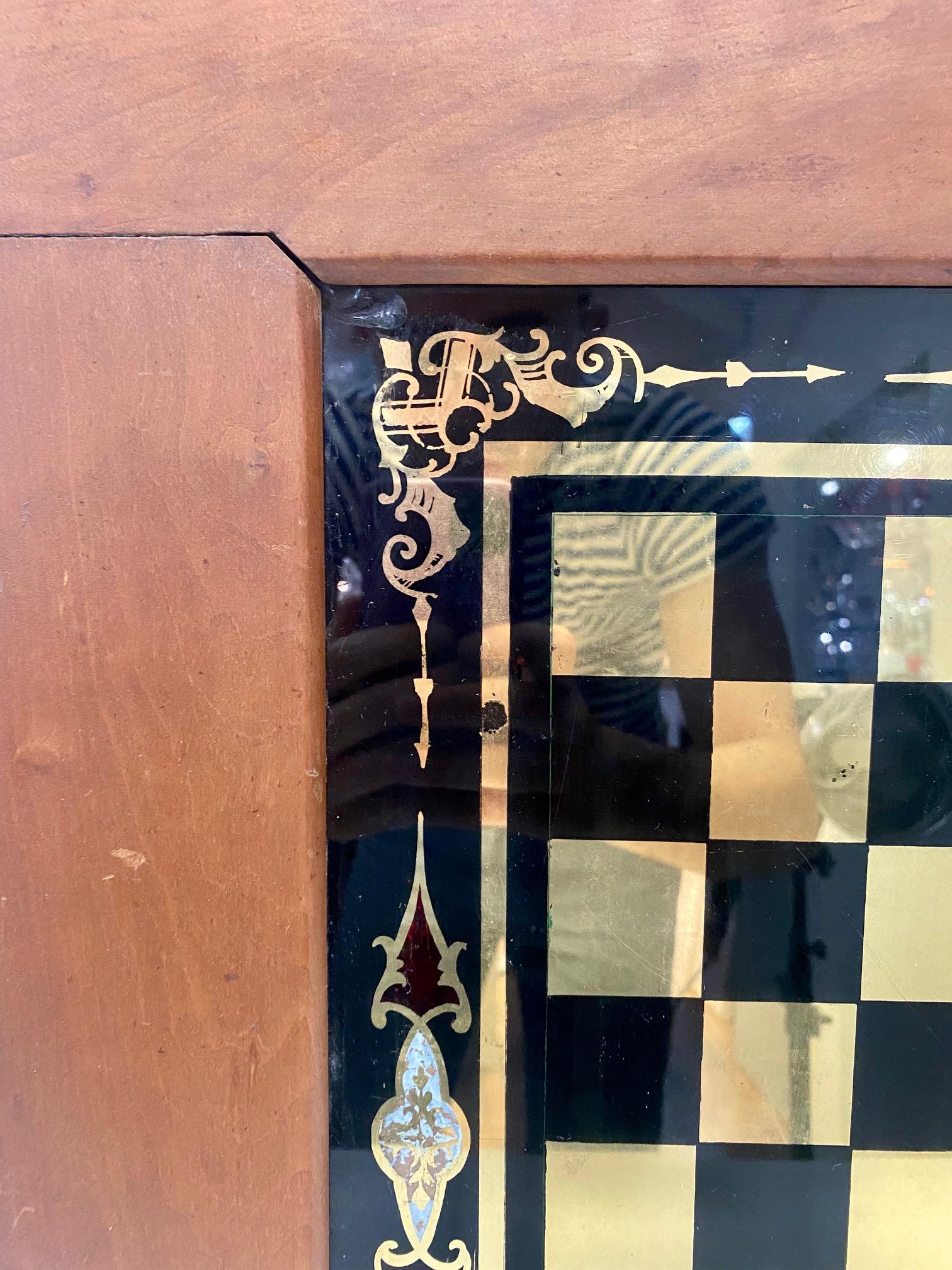 Victorian 19th Century Eglomise Mirrored Chess Board
