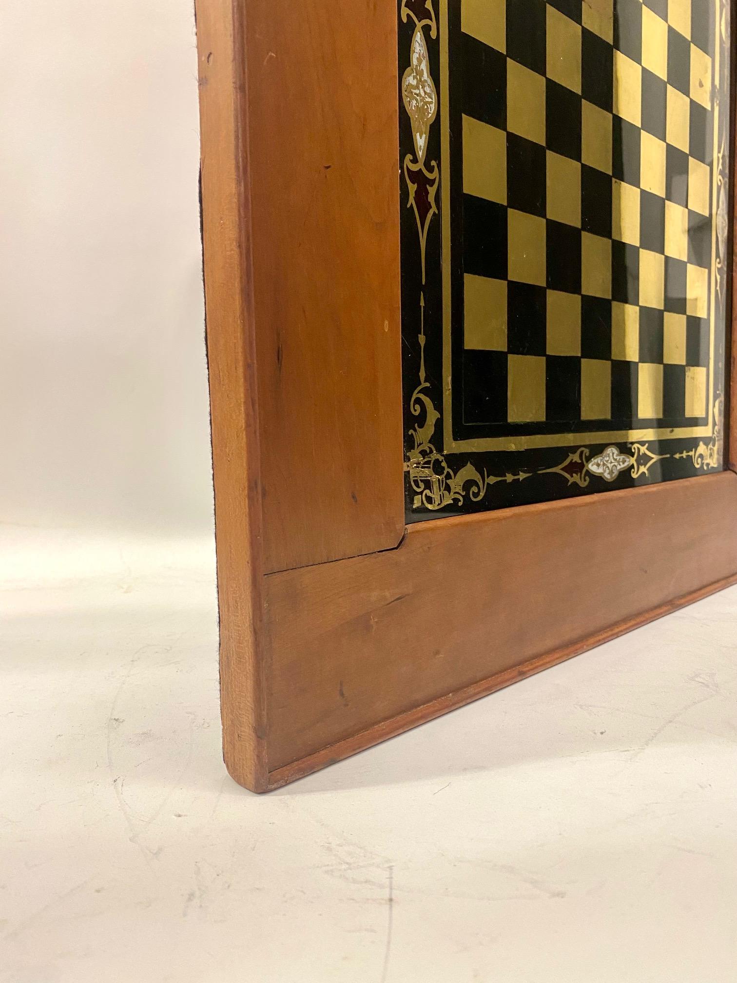English 19th Century Eglomise Mirrored Chess Board