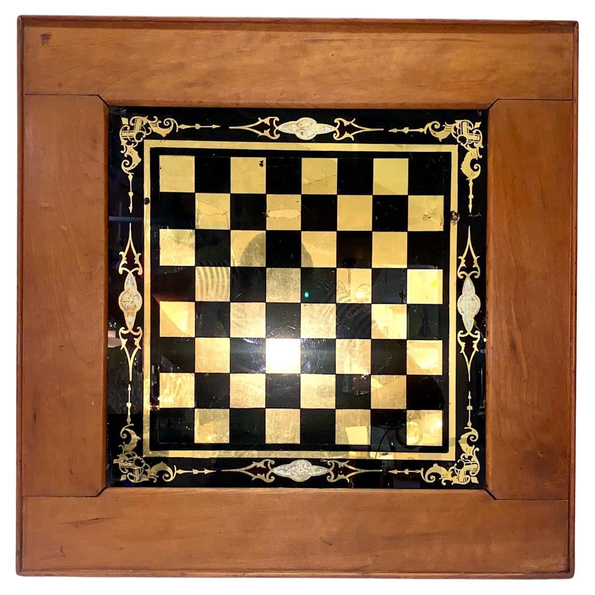 19th Century Eglomise Mirrored Chess Board