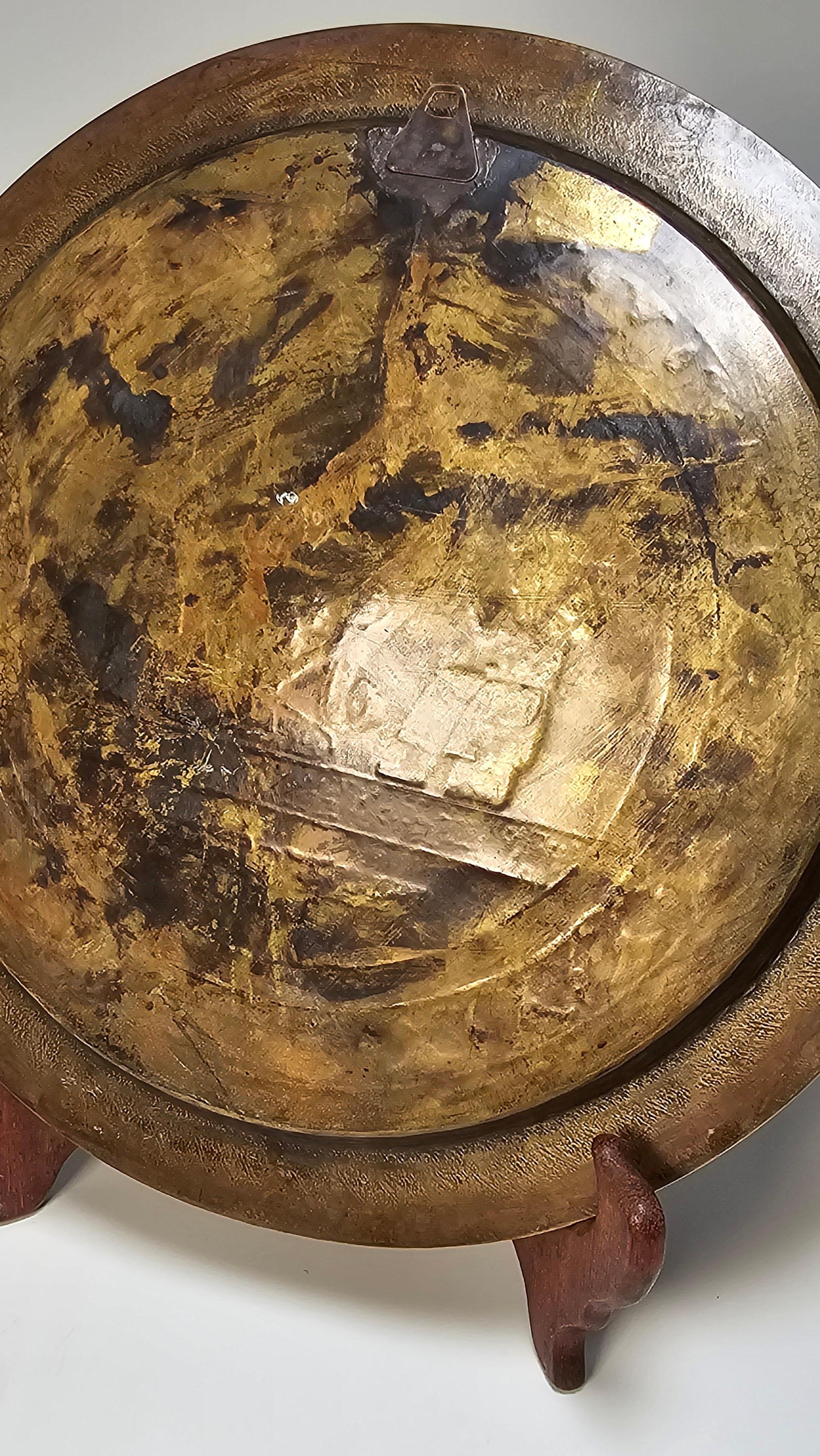 19th century Egyptian Grand Tour Cairo Ware silver inlay charger. For Sale 11
