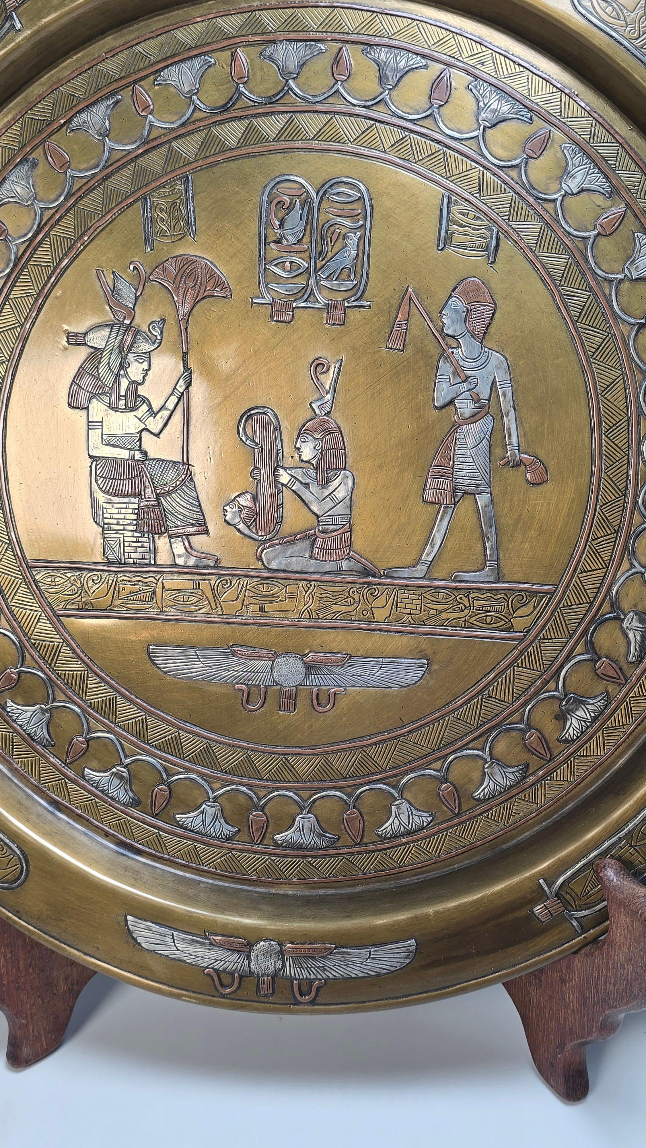 This superb heavy Egyptian Grand Tour wall charger dates to the mid to late 19th century at the time when the pyramids and Pharos tombs were being excavated and all sorts of treasures discovered.
This prime example would have been completely