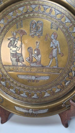 19th century Egyptian Grand Tour Cairo Ware silver inlay charger.