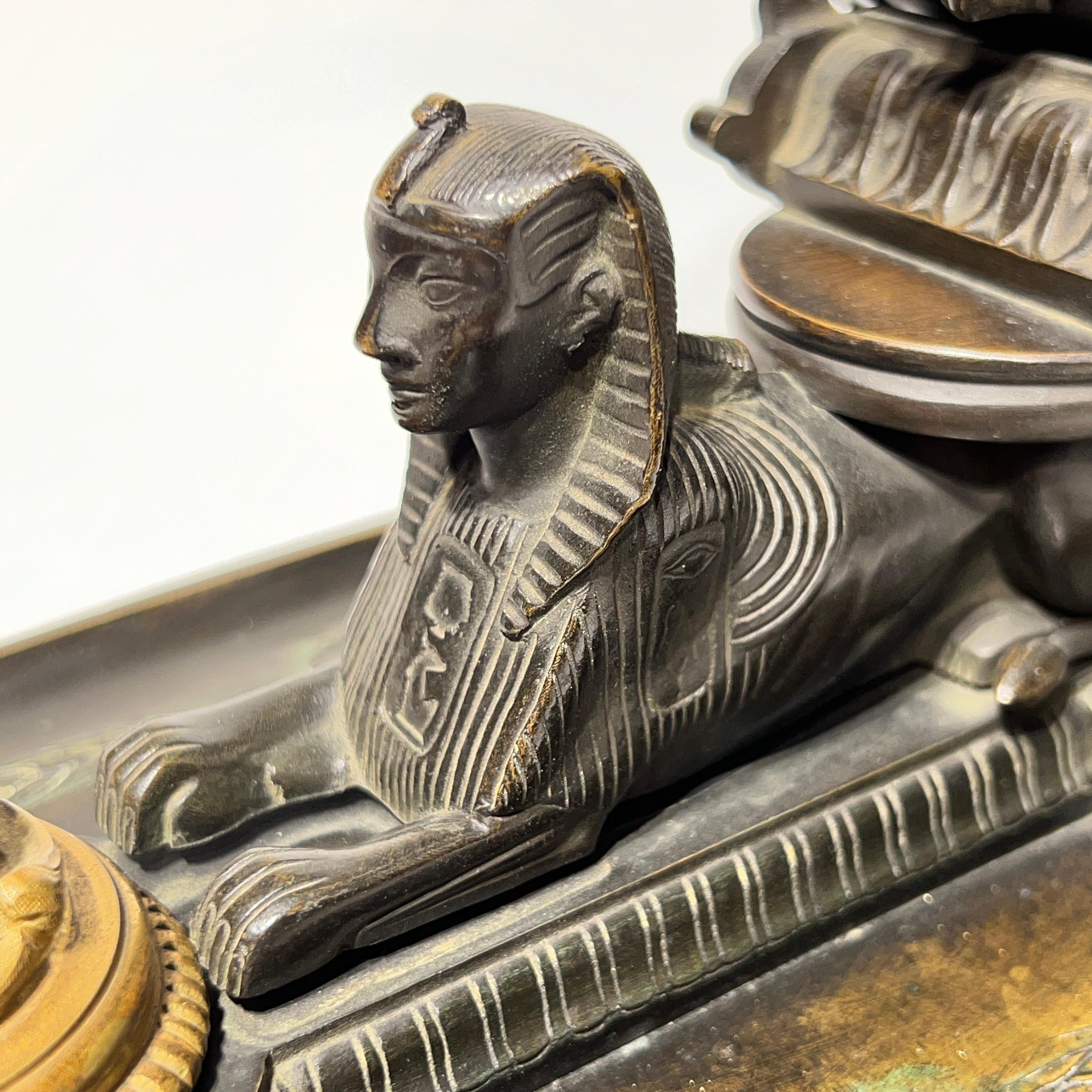 19th Century Egyptian Revival Bronze Mantel Clock For Sale 6