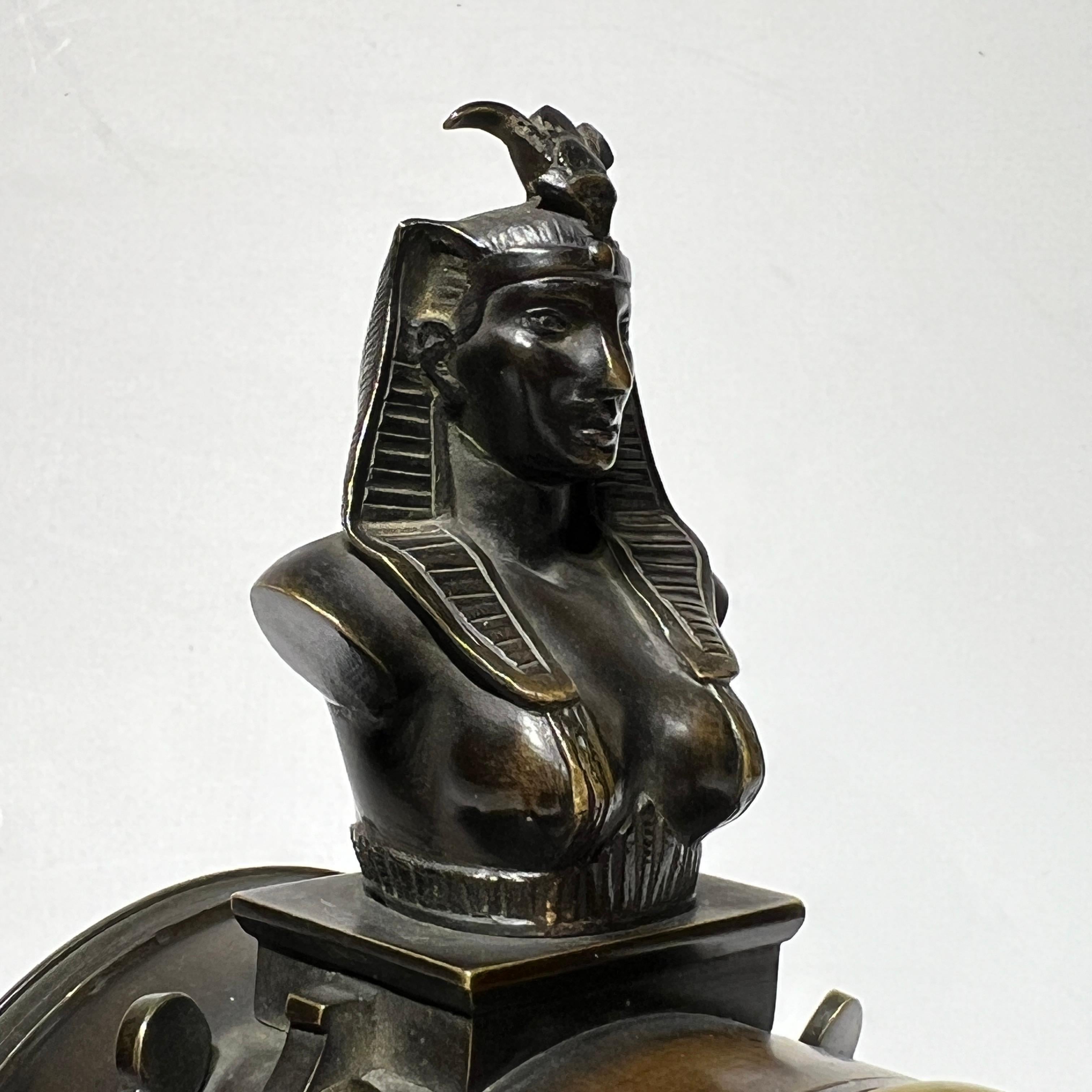 19th Century Egyptian Revival Bronze Mantel Clock For Sale 8