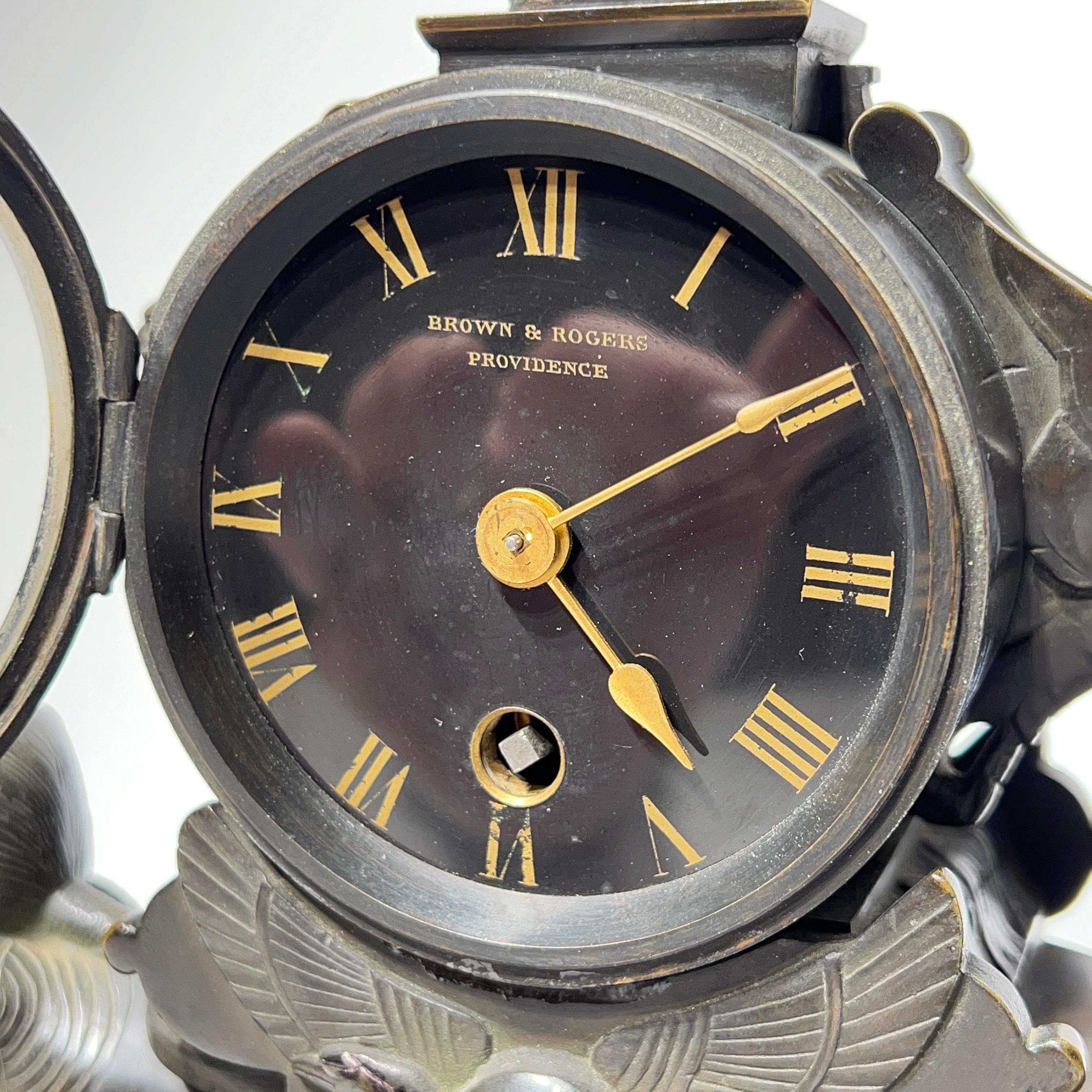 19th Century Egyptian Revival Bronze Mantel Clock In Good Condition For Sale In New York, NY