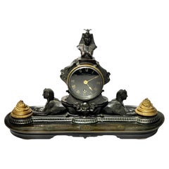 19th Century Egyptian Revival Bronze Mantel Clock